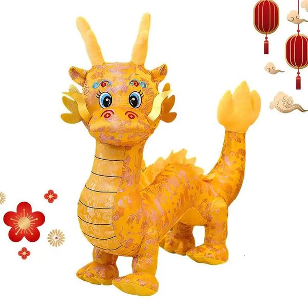 Jouet de Noël 2024 Dragon mascotte peluche année dragon peluche jouet douze zodiaque nouvel an poupée 3D dragon peluche jouet chanceux 231128