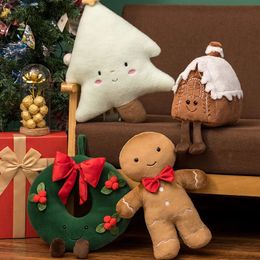 Jouet de Noël 30-45 cm Noël pain d'épice jouets en peluche farcis chocolat Cookie maison forme décor coussin drôle arbre de Noël fête peluche poupée 231208