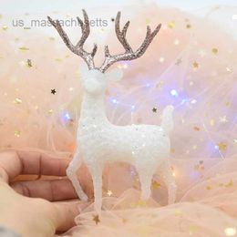 Juguete de Navidad Christmas Crystal Deer White Flash Cake Postre Decor Forest Elk Kids Merry Christmas Gift Natal Navidad Noel New Year Decor L221110