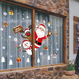 Noël Jouet Noël Mur Fenêtre Autocollants Marier Décoration De Noël Pour La Maison 2023 Ornements De Noël Xmas Navidad Cadeau Nouvel An 2023