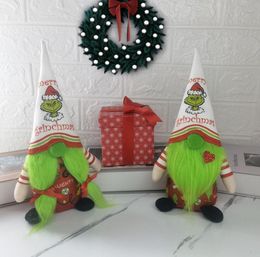 Jouet de noël poupées naines Grinch, chapeau imprimé, poupée Rudolph sans visage, fenêtre, décoration d'arbre de noël, cadeau pour enfants C466014006