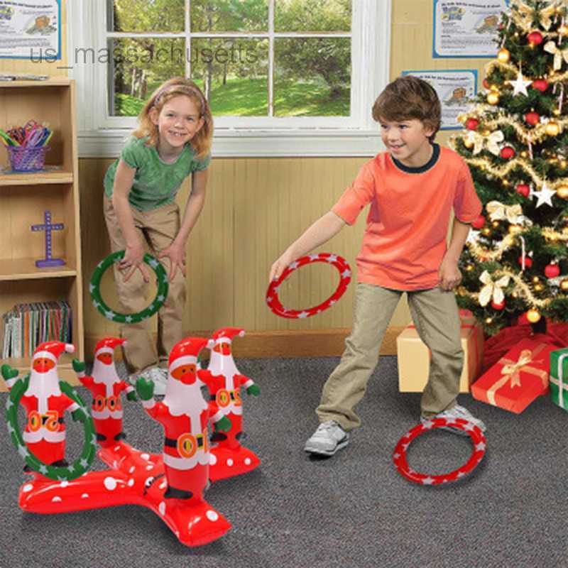 Jouet de Noël Table pour enfants Table de jouets Bague de fête de Noël Père Noël avec 1 pompe 1 base 4 virole pour lancer le jeu Cadeaux pour enfants L221110