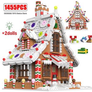 Fournitures de jouets de Noël 1455 pièces ville maison de noël blocs de construction amis boîte à musique château Train père noël arbre briques jouets pour enfants enfant cadeau 231129