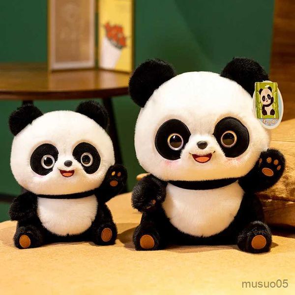 Suministros de juguetes de Navidad 18/28 cm Cuddly China Panda Doll Relleno Sentado Zoológico Animal Peluche Juguete Ojos Grandes Niños Niños Regalo de cumpleaños R231012