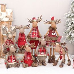 Christmas Toy Supplies 1 pcs/lot décorations d'élan de noël rétractable grand renne debout en peluche poupée jouets arbre de noël décor Table ornement 231208