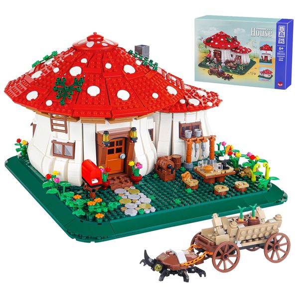 Christmas Toy Supplies 2233pcs Fairy Tale Mushroom House Building Blocys Moc Village Architecture Micro Mini Assemble Bricks Girl Kids Anniversaire Cadeaux 231128