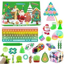 Fournitures de jouets de Noël 24 jours Calendrier de l'Avent S Set Compte à rebours Boîte aveugle Push Bubble Sensory Cadeau 220924