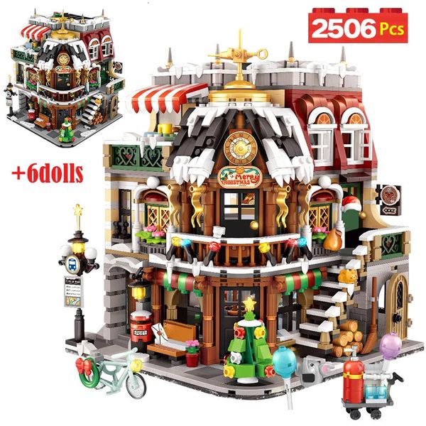 Fournitures de jouets de Noël 2506 pièces City Street View Mini Architecture café de noël maison blocs de construction amis boutique figurines briques jouets pour enfants cadeaux 231129