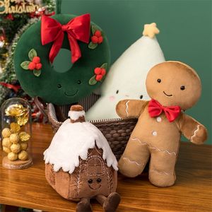 Fournitures de jouets de Noël 30-45 cm Noël pain d'épice jouets en peluche farcis au chocolat Cookie House forme décor coussin drôle arbre de Noël fête peluche poupée 220905