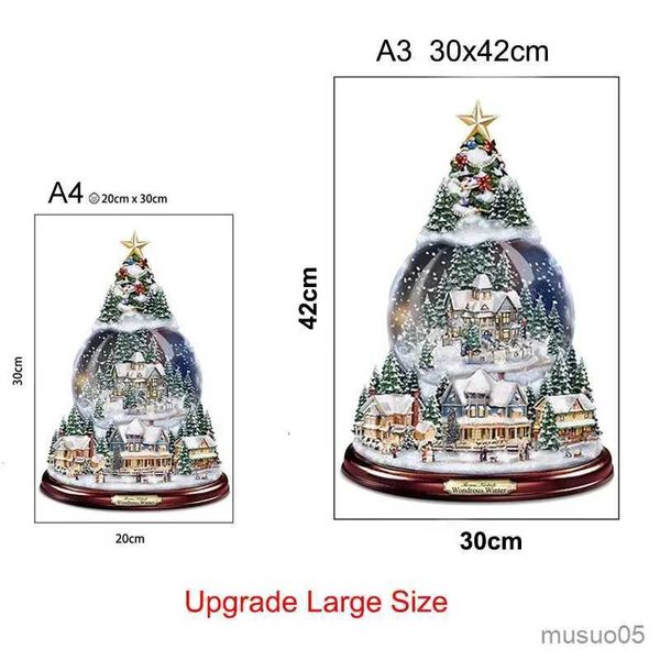 Fournitures de jouets de Noël 30x40 cm Arbre de cristal de Noël Père Noël Bonhomme de neige Sculpture rotative Fenêtre Coller Autocollant Hiver Nouvel An Fête Décoration de la maison R231012