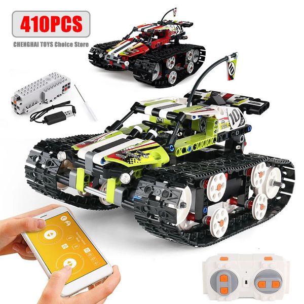 Suministros de juguetes de Navidad 410 Uds. Aplicación técnica de coche Control remoto Moter Power bloques de construcción ladrillos Super Racing Sets juguetes para niños regalo Moc Set 231128