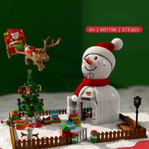 Fournitures de jouets de Noël 573 pièces maison de bonhomme de neige de noël assemblée briques de bricolage pour exercer la décoration de table de concentration des enfants adaptée aux garçons anvaiduryb