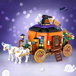 Kerstspeelgoedbenodigdheden 839PCS Halloween-serie Prinses Pompoenkar Puzzel Bouwstenen speelgoed Het beste Halloween-cadeau voor jongens en meisjesvaiduryb