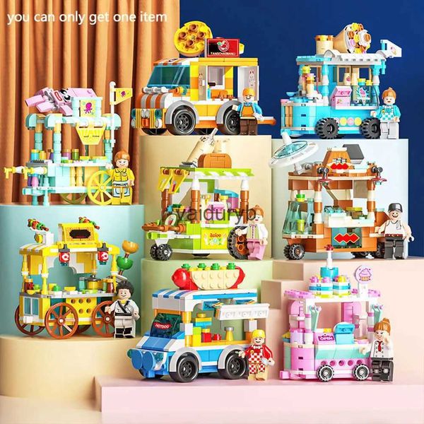 Fournitures de jouets de noël, ensemble de blocs en bois stimulant le cerveau, décor de camion de glace, Kit de bricolage, Mini scène de rue pour garçons et fillesvaiduryb