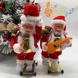 Fournitures de jouets de Noël Décorations de Noël pour la maison Joyeux Noël et année Jouets pour enfants Cadeaux Poupées en peluche Père Noël électrique qui peut faire du skateboard 231124
