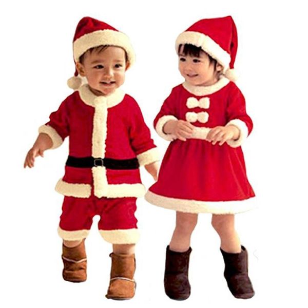 Fournitures de jouets de Noël Noël Enfants Costume de Père Noël Toddler Baby Red Xmas Clothes Party Red Dress Set for Children Year Santa Claus Set 220905