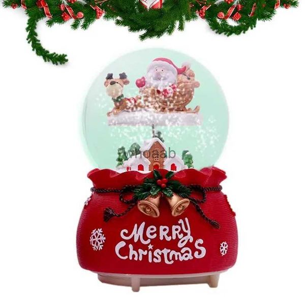 Suministros de juguetes de Navidad Caja musical de Navidad Globo de nieve Cambio de color Funciona con pilas Linternas de bolas de cristal de mesa iluminadas para decoración del hogar de Navidad YQ231006