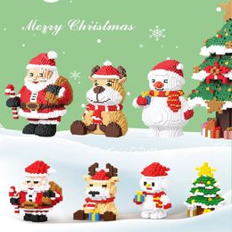Fournitures de jouets de Noël Collection de Noël créative Poupée Bloc de construction Modèle Puzzle pour enfants Assemblage Jouet Accessoires Cadeau pour cadeau de Noël 231129