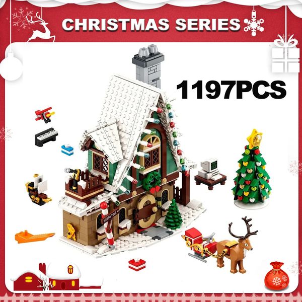 Fournitures de jouets de noël, série de noël créative, maison de bonhomme de neige, blocs de construction, Street View 10275, modèle Elks Elf, jouet en brique à assembler pour enfants et adultes 231129