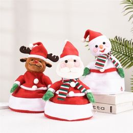Suministros de juguetes de Navidad Sombrero de muñeca Juguetes de peluche eléctricos Danza Cantar Brillo Santa Claus Regalos de Navidad Animales de peluche para niños 220924
