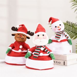 Kerst speelgoedbenodigdheden Doll Hat Electric Plush Toys Dance Sing Shine Santa Claus Kerstmis geschenken knuffels voor kinderen 220924