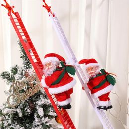 Suministros de juguetes de Navidad Escalera de escalada eléctrica Adorno de muñeca de Papá Noel Juguete de Navidad con decoración musical para el hogar Árbol de Navidad Decoración colgante Regalo para niños 231124