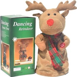 Kerstspeelgoed Supplies Electric Dancing Elk Reindeer Santa Claus Plush Doll met muziek huishoudelijke decoratie voortreffelijk geschenk 220924