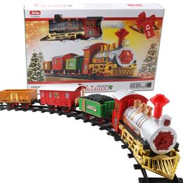 Suministros de juguetes de Navidad Tren de vagones eléctricos Tren de música Pistas Luz de simulación Regalos de año de Navidad 230210