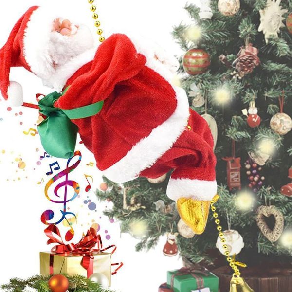 Fournitures de jouets de Noël Jouets électriques du Père Noël Grimper chaîne de perles Noël vieil homme poupée musique escalade cadeaux créatifs pour enfants décor de Noël 231208