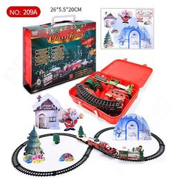 Fournitures de jouets de Noël Train électrique Ensemble de trains de Noël Jouets de voies ferrées pour décor d'arbre de Noël avec lumière sonore pour enfants Cadeaux de Noël Décor DIY 231121