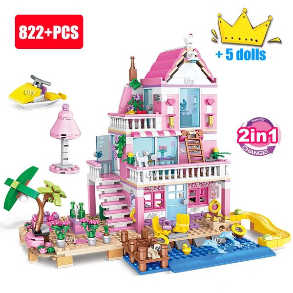 Fournitures de jouets de noël, maison de ville d'amis, vacances d'été, Villa en bord de mer, appartement Moc, blocs de construction, ensembles de figurines, jouets DIY pour enfants filles, cadeau de noël 231129