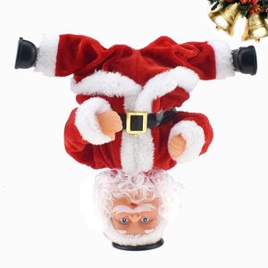 Kerstspeelgoedvoorraden Handstand Dance Santa Plush Toys Claus Figuur Elektrische muziekpop speelgoed Kerst decor muziek swing ornamenten elektrisch kind geschenken 231208