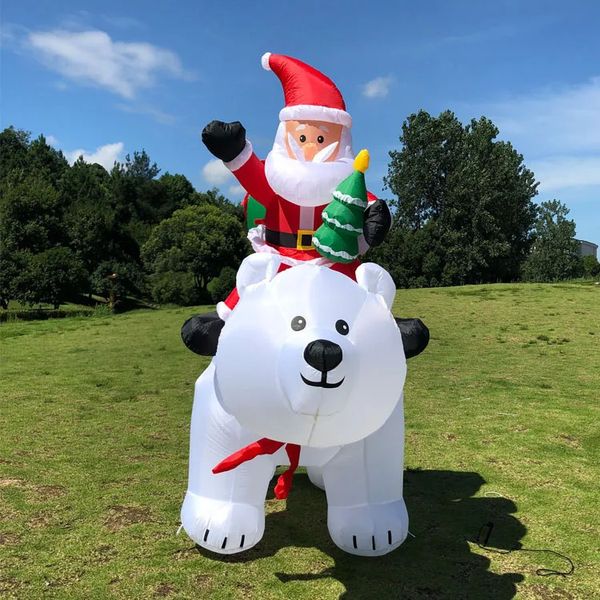 Suministros de juguetes de Navidad Papá Noel inflable montando oso polar 2M Muñeca de juguete inflable de Navidad Jardín interior al aire libre Decoración de Navidad 231124