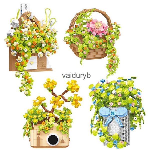 Fournitures de jouets de Noël Fleur légère en pot plante assemblage bloc de construction ornement D006-1/2/3/4 jouets éducatifs pour les filles le meilleur cadeauvaiduryb