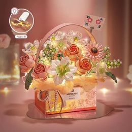 Suministros de juguetes de Navidad LOZ bloque de construcción flor rosa juguete polvo mágico ramo portátil caja de regalo serie regalos para niñas 231130