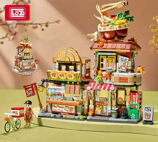 Fournitures de jouets de Noël LOZ Blocs de construction Vue sur la ville Scène Magasin de thé au citron Architectures de magasin de détail Assemblage Jouet Cadeau de Noël pour enfants Adultes 231129