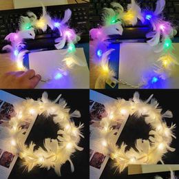 Kerst Speelgoed Levert Lichtgevende Led Feather Krans Angel Fairy Hoofdband Met Flash Colorf Lichten Haarband Bruiloft Verjaardagsfeestje Dh7Rb