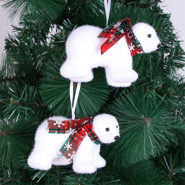 Fournitures de jouets de noël, décorations d'arbre de noël, poupée ours blanc mignon, ornements de décoration du nouvel an, cadeau de noël, décorations de noël pour la maison R231012