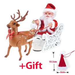 Kerstspeelgoedbenodigdheden Santa Claus Doll Elk Sled Toy Universal Electric Carh met muziek Kinderen Kinderen Kerst elektrisch speelgoed Doll Home Kerstmis Decor Gifts 221201