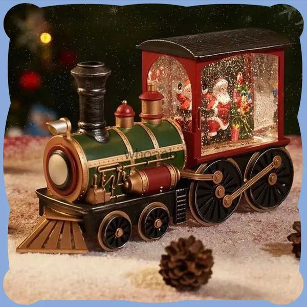 Suministros de juguetes de Navidad Santa Claus Muñeco de nieve Nochebuena Caja de música Tren Caja de música Adornos de bolas de cristal Decoración de mesa Niños Regalos de Navidad Juguete YQ231006