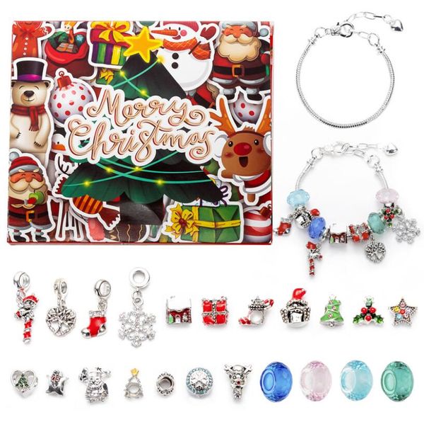 Suministros de juguetes de Navidad Venta de bricolaje Pulsera para niños creativa Joyería 24 Cuadrícula Calendario Sorpresa Caja ciega Sier Set Drop Entrega Otmhy