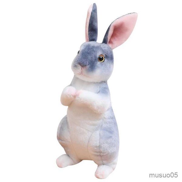 Fournitures de jouets de Noël Simulation Lapin En Peluche Poupée Réaliste Mignon Fourrure Animal Lapin Jouet Modèle Cadeau De Noël Décoration De La Maison R231012