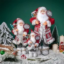 Kerstspeelgoedbenodigdheden Standing Santa Doll cadeau 60 cm sneeuw met fanboom ornamenten voor woningdecoratie 220924