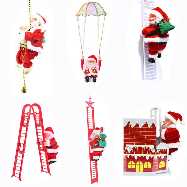 Juguetes de Navidad Muñeco de Papá Noel Juguete eléctrico que puede subir escaleras Felpa Regalos de Navidad para niños Decoración del hogar