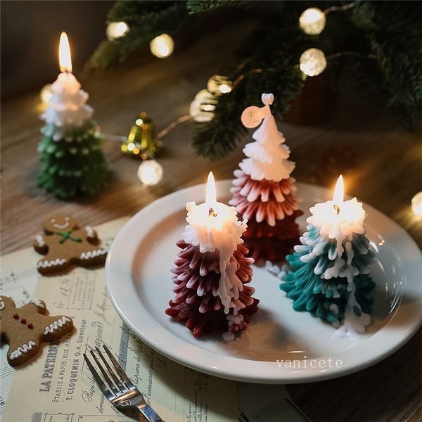 Bougie d'aromathérapie d'arbre de Noël Cire de soja faite à la main pour la décoration intérieure Po Props DIY Bougie Cadeau d'anniversaire Souvenir ZC692