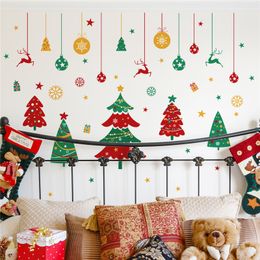 Kerst Tree Bell Snowflake Wall Stickers Woonkamer Slaapkamer Store Wortel Muur Stickers Kerst Nieuwjaar Gift Home Decor MS1593