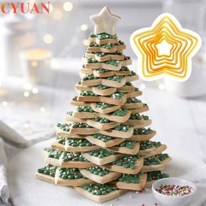 Kerstboom koekje Cutter Mold Stars Vorm Fondant Cake Biscuit Cutter 3D Cake Decorating Tools Xmas Baking Molds Navidad 220815