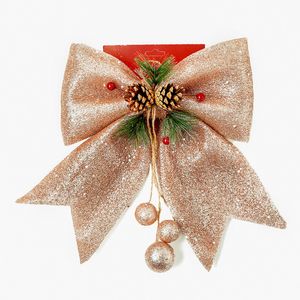 Kerstboomdecoratie strik 5 kleuren Bowknots met Bell Xmas Decor Hanging Festival Party Ornament Props Bow Bh4977 Tyj