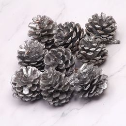 Décoration d'arbre de Noël Or Argent Argent Pinecones Noël Ornement de Noël suspendu Pendentif Pine Tower Photo Prop