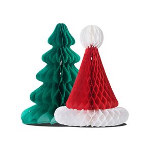 Décoration d'arbre de Noël chapeau arbres verts en forme d'ornement suspendu en forme de nid d'abeille chapeaux de noël accessoires de décoration de fête de festival